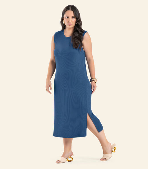 Image_Vestido Feminino Midi Plus Size Secret Azul