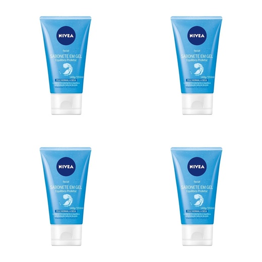 Image_Kit c/4 Sabonetes Nivea Em Gel Facial Equilíbrio Nutritivo Com 150ml