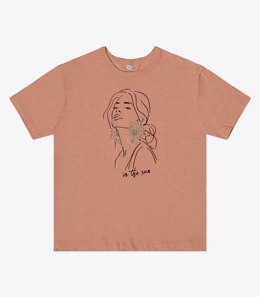 Blusa Feminina Manga Curta em Meia Malha Rovitex Marrom