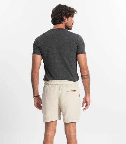 Bermuda Masculina Sarja Elástico E Bolsos Shift Bege