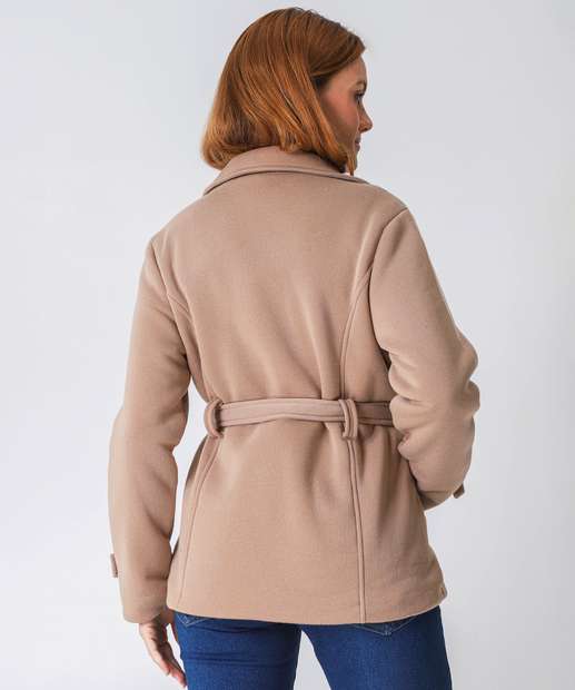 Casaco Feminino Trench Coat Moletom Marisa Marrom