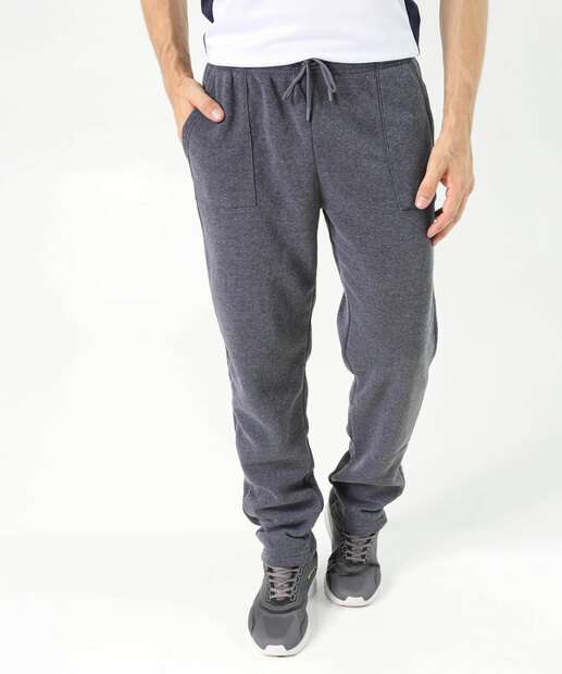Calça Masculina Fitness Moletom Reta Bolsos MR Chumbo