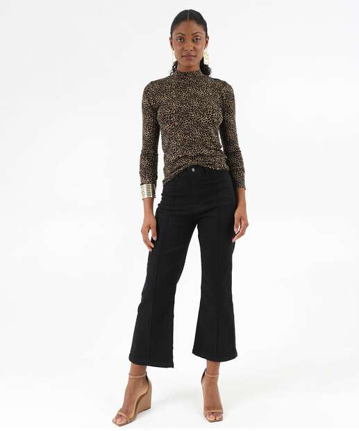 Image_Calça Jeans Reta Feminina Bolsos Preto