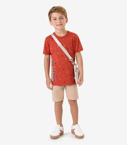 Camiseta Meia Malha Infantil Masculina Rovi Kids Laranja