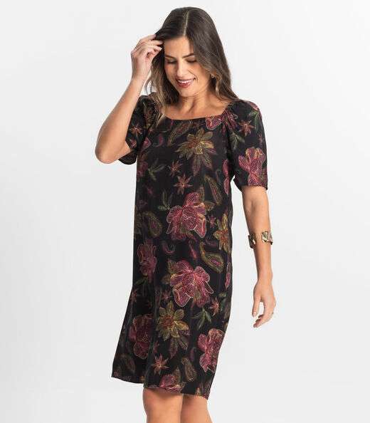 Vestido Feminino Estampado Select Preto