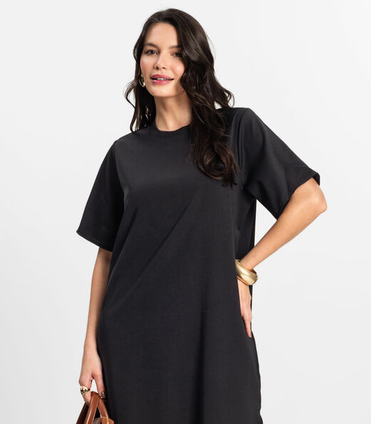 Vestido Feminino Midi em Twill Cey Rovitex Preto