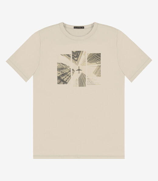 Camiseta Masculina Manga Curta Diametro Bege