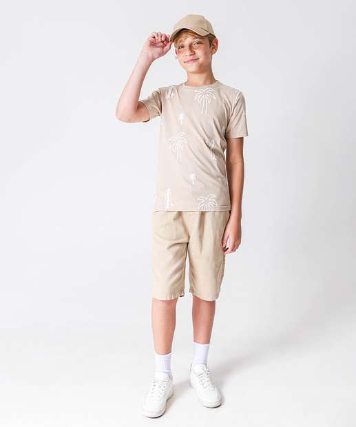 Camiseta Juvenil Coqueiro Marisa Tam 10 a 16 Areia