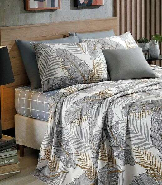 Jogo De Cama Solteiro 3 Peças Lar E Lazer Cinza