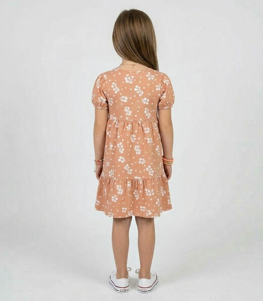 Vestido Infantil Com Franzido na Saia Select Marrom