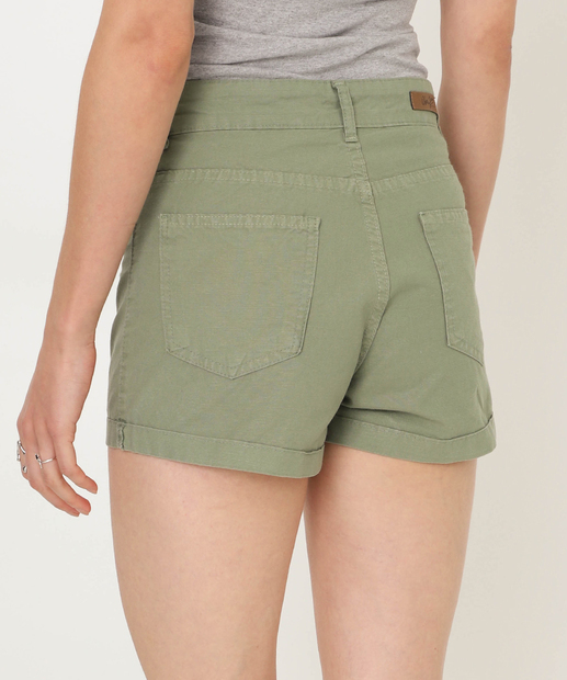 Short Feminino Sarja Barra Dobrado Uber Jeans Verde