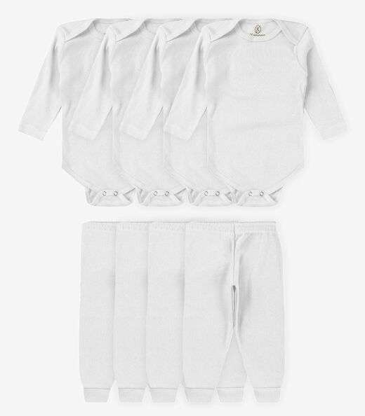 Image_Kit 4 Body Bebê Canelado 2 Peças Kappes Branco