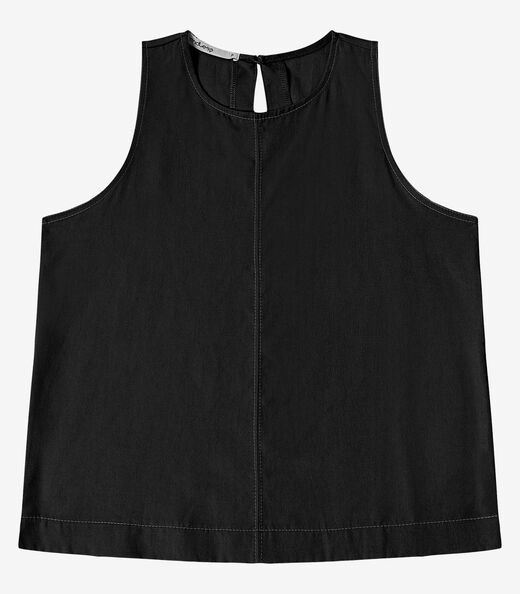 Regata Feminina Curta Decote Redondo Endless Preto