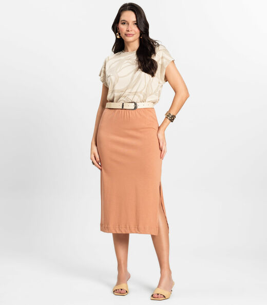 Blusa Feminina em Viscotorcion Rovitex Bege