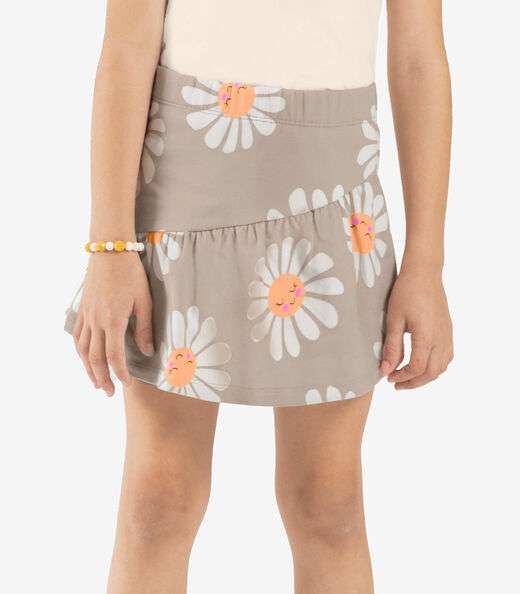 Conjunto Blusa Com Shorts Saia Rovi Kids Bege
