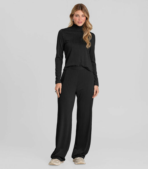 Image_Conjunto Feminino Blusa E Calça Em Ribana Dianna Preto