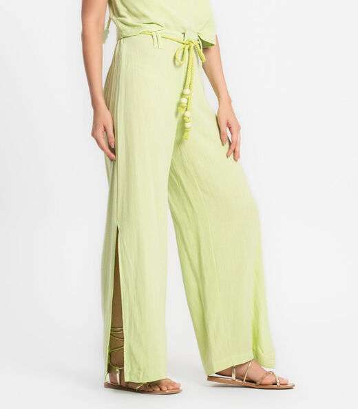 Calça Feminina Pantalona Em Linho Strong Endless Verde