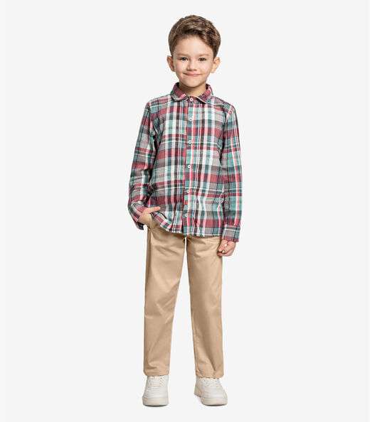 Camisa Infantil Manga Longa Xadrez Trick Nick Preto