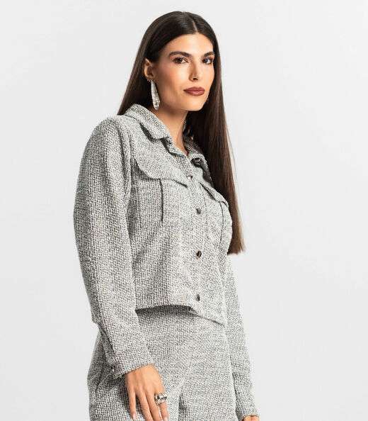 Casaco Feminino De Tweed Shine Endless Preto