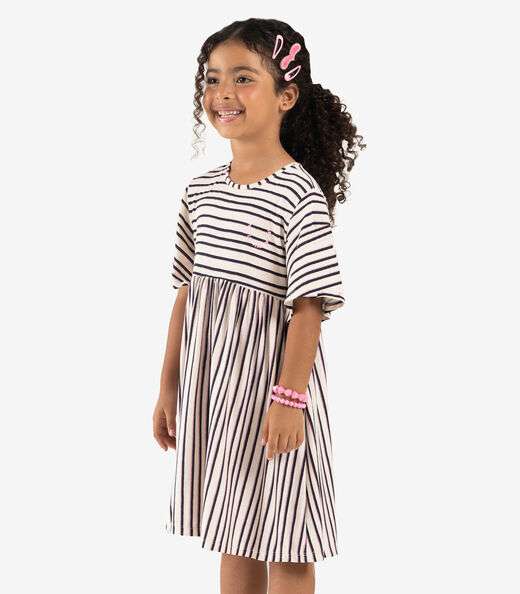 Vestido Infantil Visco Maquinetada Rovi Kids Azul