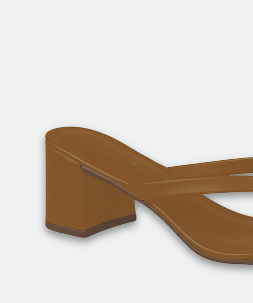 Tamanco Feminino Salto Grosso Tiras Renata Mello Marrom