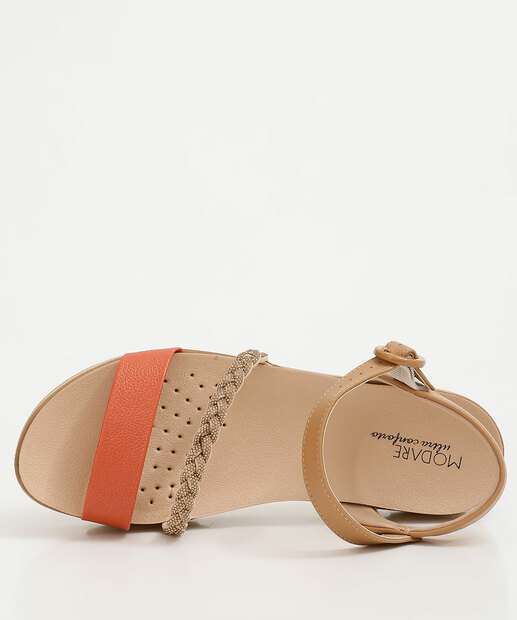 Sandália Feminina Flatform Tratorado Strass Modare 