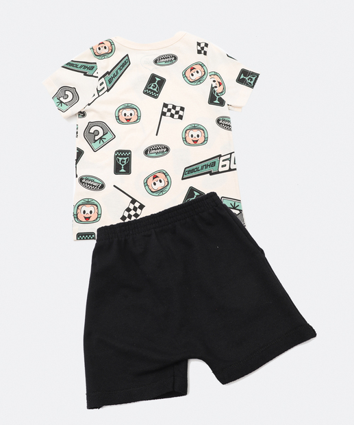 Conjunto Infantil Cebolinha Turma da Mônica Tam 1 a 3 Off White