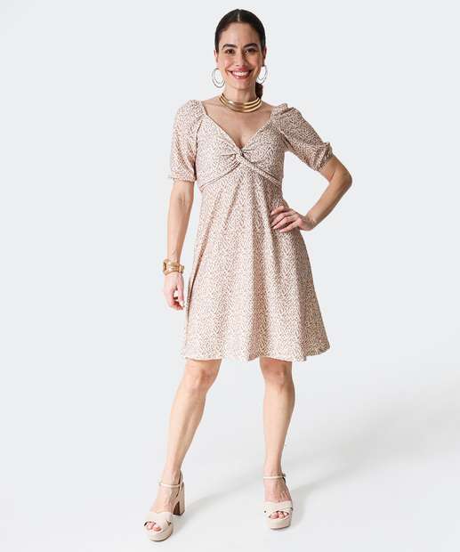 Image_Vestido Feminino Curto Manga Curta Marisa Bege