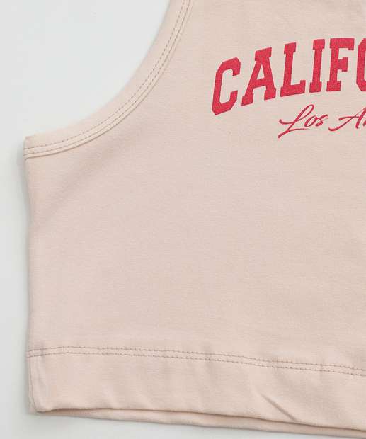 Blusa Juvenil Cropped Regata Marisa Tam 10 a 16 Bege