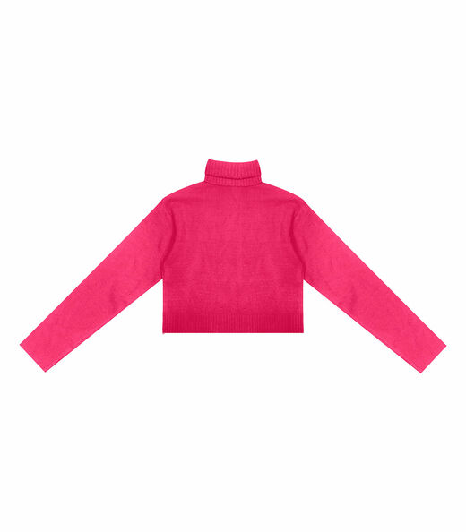 Blusão Juvenil Feminino Em Tricot Gola Alta Minty Rosa