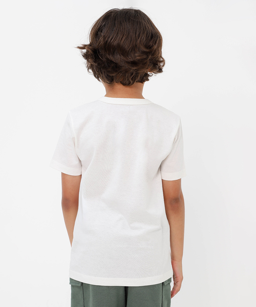 Camiseta Infantil Estampa MR Tam 4 a 10 Off White