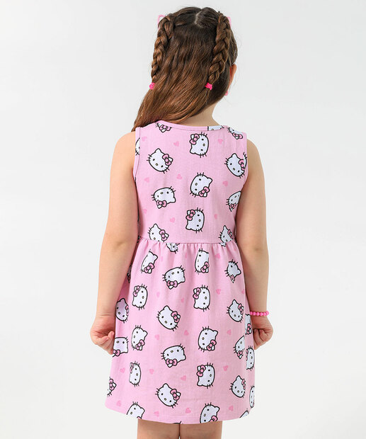 Vestido Infantil Hello Kitty Sanrio Tam 4 a 10 Rosa