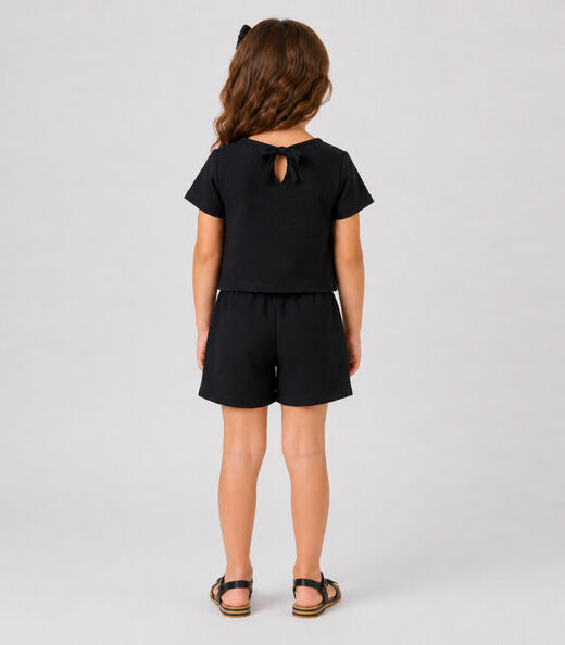 Conjunto Infantil Feminino Blusa e Short Select Preto