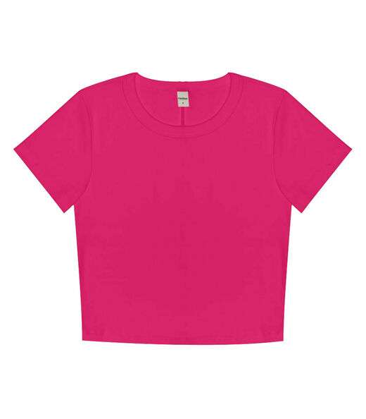 Blusa Cropped Ribana Básica Rovitex Rosa