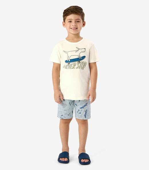 Pijama Meia Malha Rovi Kids Bege