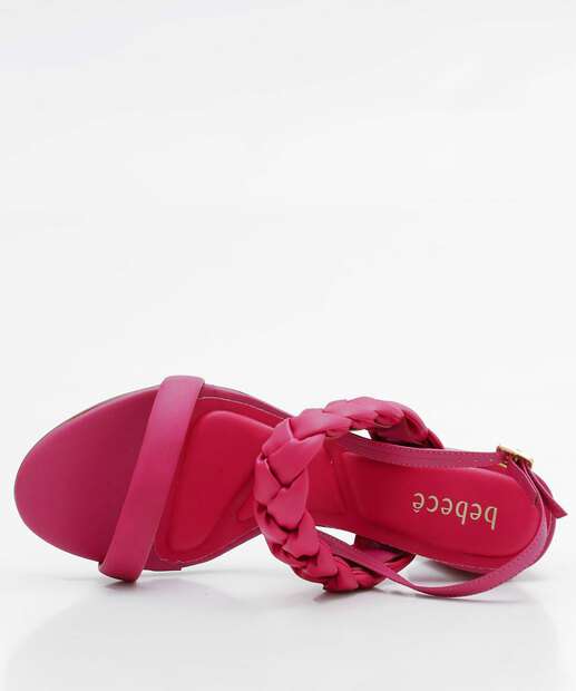 Sandália Salto Grosso Feminina Trançada Bebecê