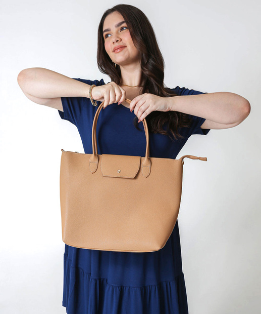 Bolsa De Ombro Tote Feminina Marisa Bege