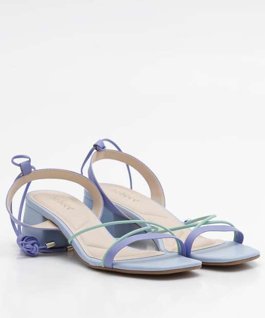 Sandália Salto Grosso Feminina Tiras Amarração Bebecê