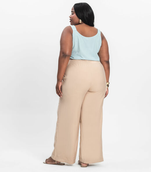 Calça Pantalona Plus Size Secret Glam Bege