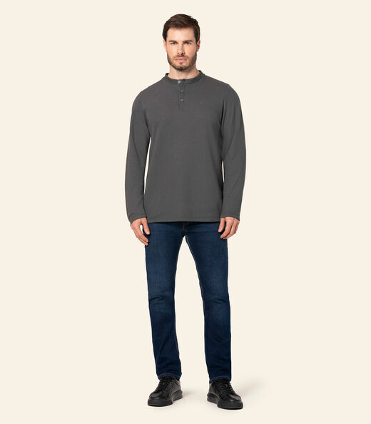 Camiseta Masculina Manga Longa Malhão Diametro Cinza
