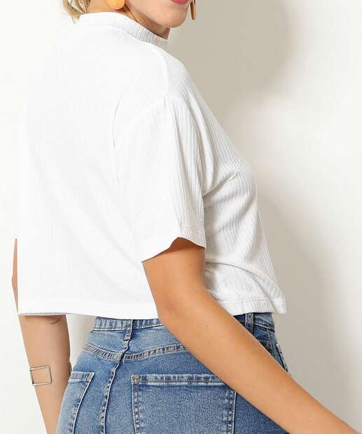 Blusa Feminina Canelada Manga Curta Marisa