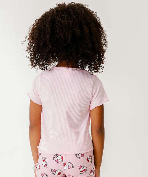 Blusa Infantil Canelada Manga Curta Tam 4 a 10