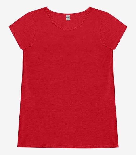 Blusa Básica Alongada Feminina Rovitex Vermelho