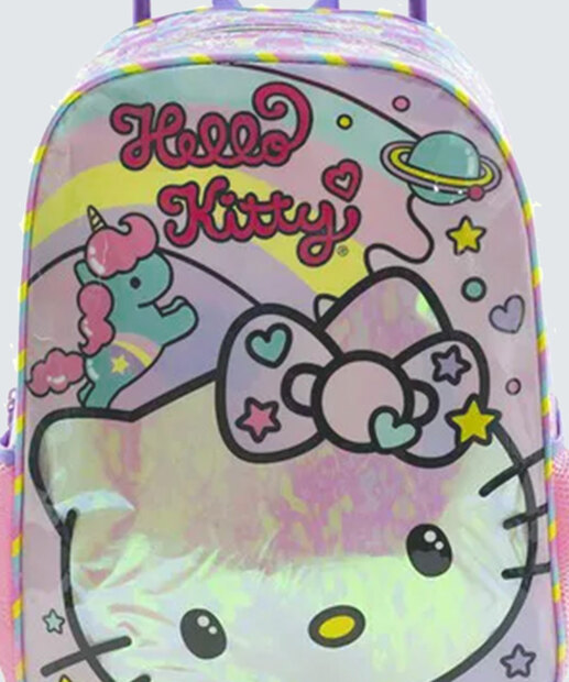Mochila Infantil Escolar Rodinha Hello Kitty Xeryus