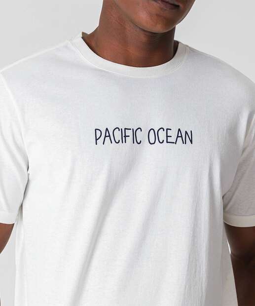 Camiseta Masculina Estampada Manga Curta Marisa Off White