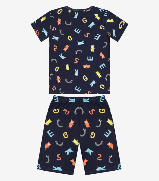 Pijama Infantil Camiseta E Bermuda Select Azul