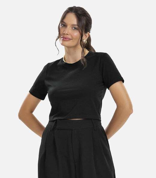 Blusa Básica Feminina Cotton Leve Rovitex Preto