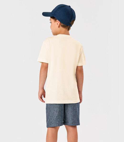 Conjunto Infantil Camiseta Com Bermuda Trick Nick Bege