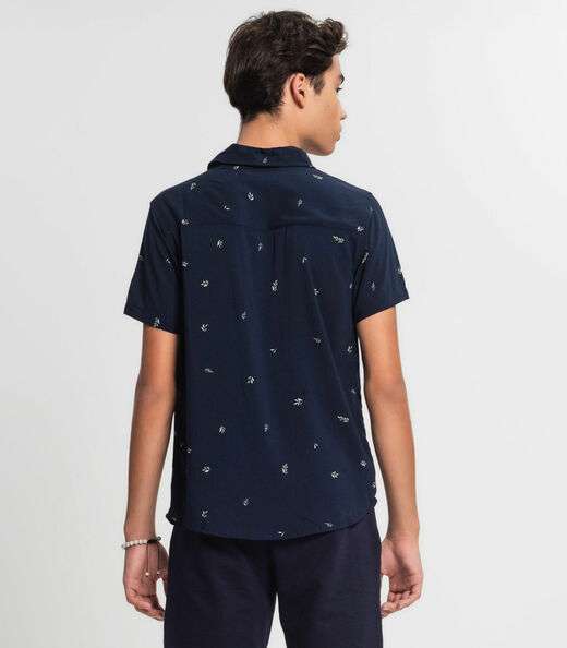 Camisa Juvenil Masculina Em Viscose Minty Azul