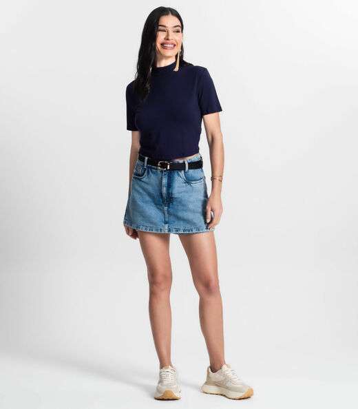 Blusa Feminina Gola Alta Select Azul